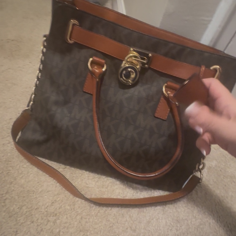 Michael Kors Brown Shoulder Bag with Gold Accents